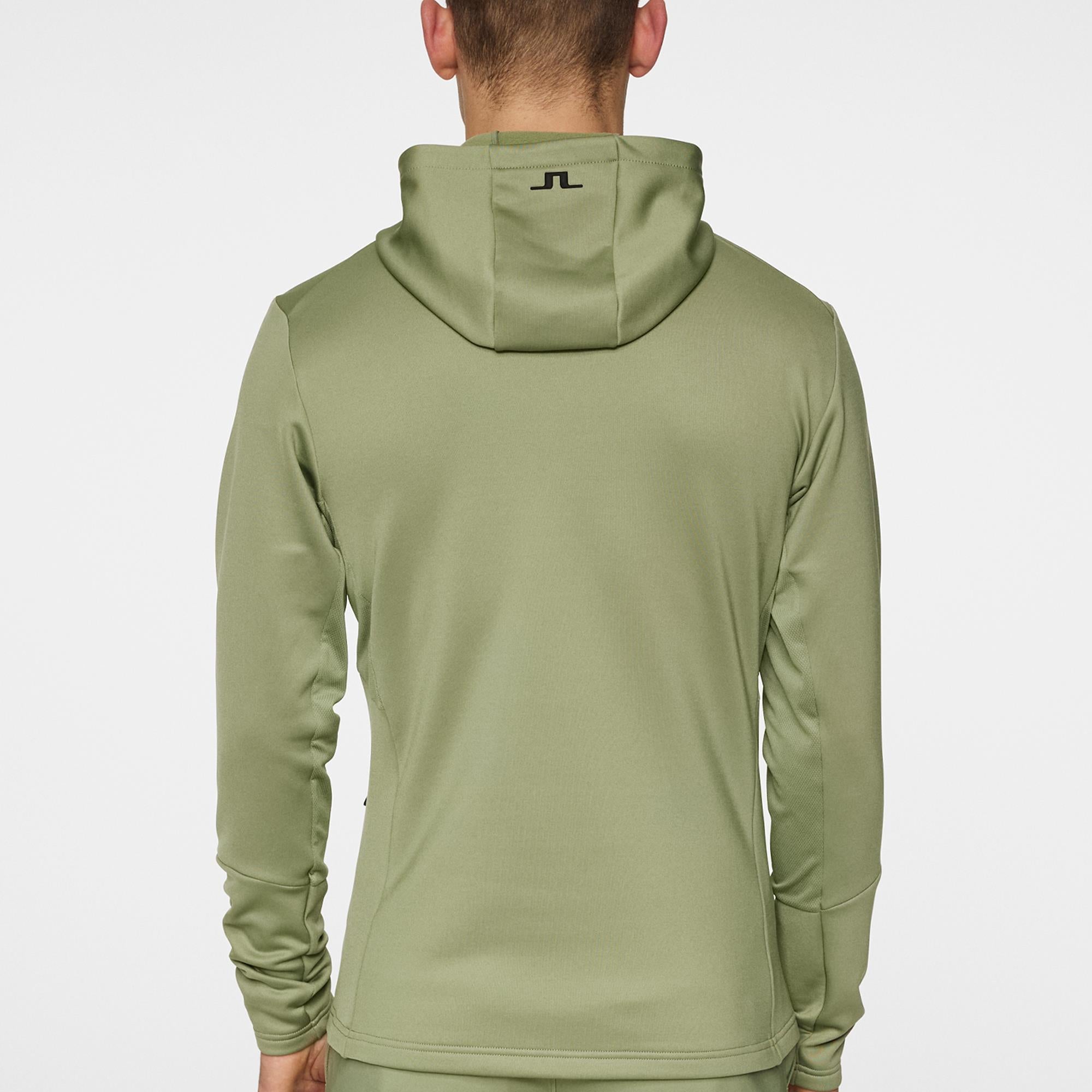 J Lindeberg Aerial Quarter Zip Mens Hoodie Oil Green